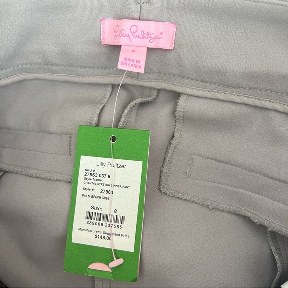 NWT Lilly Pulitzer Chantal Stretch Dinner Pants in Palm Beach Gray - Picture 5 of 8